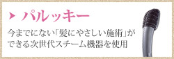 パルッキー　今までにない「髪にやさしい施術」ができるスチーム機器を使用